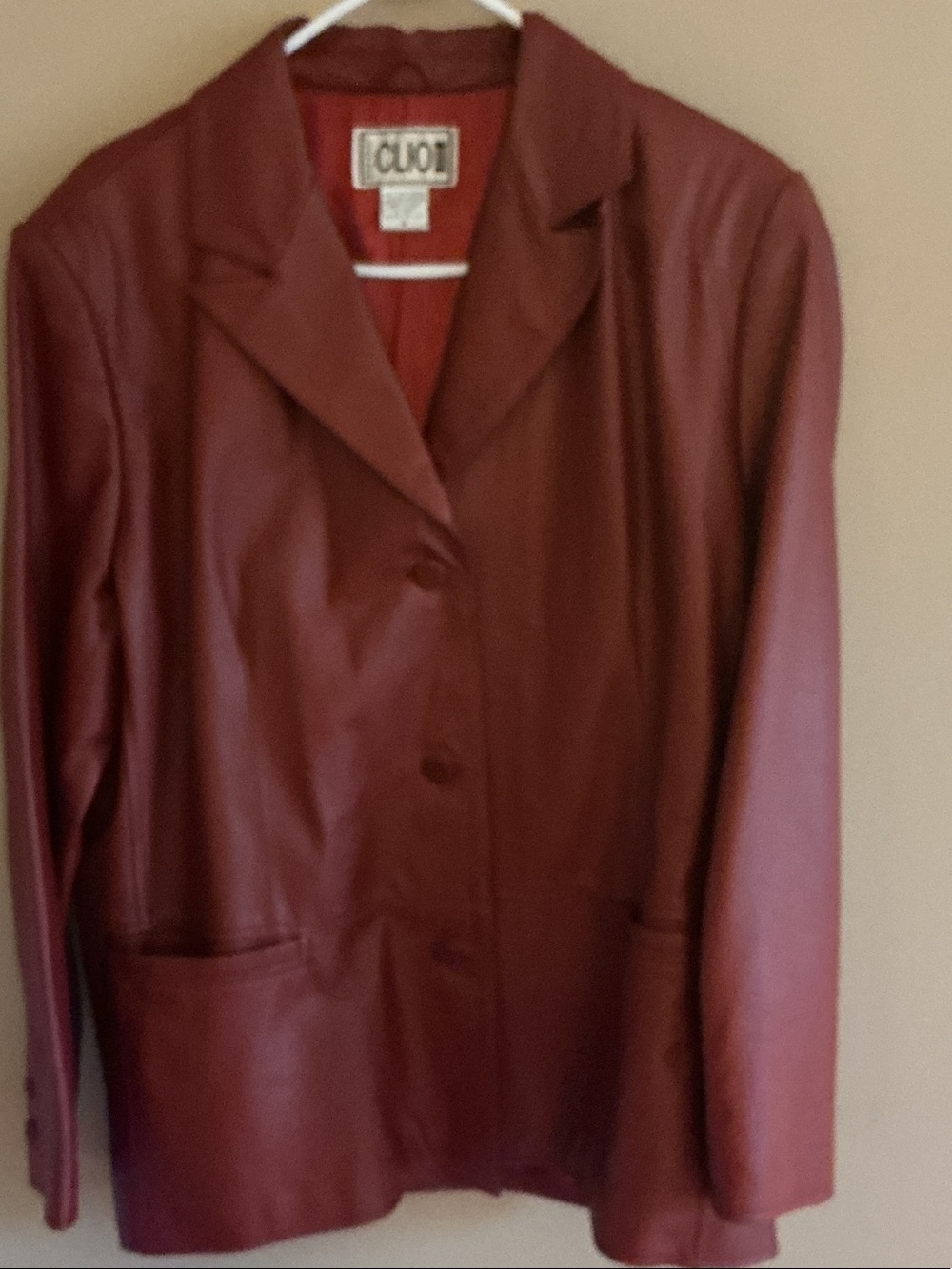Clio Women's Wine Leather Blazer Jacket